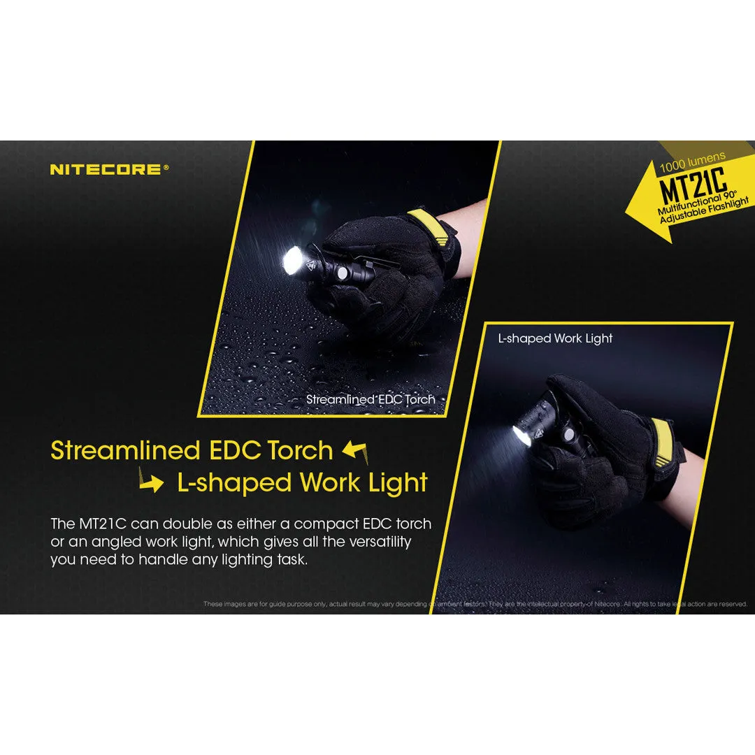 Nitecore MT21C Multifunctional 90 Degree Adjustable Flashlight (1000 Lumens | 18650 Lithium)