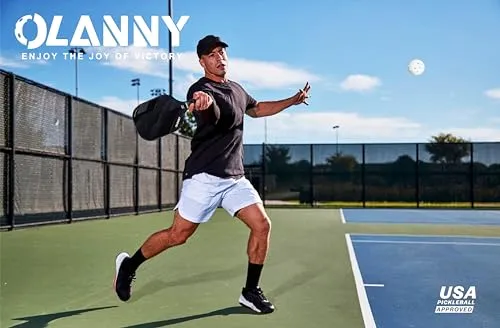 OLANNY Pickleball Paddles Rackets Fiber Face & Polymer Honeycomb Core Pickleball Set Lightweight Pickleball Set 2 Paddles with 4 Balls and a Bag for Kids & Beginners