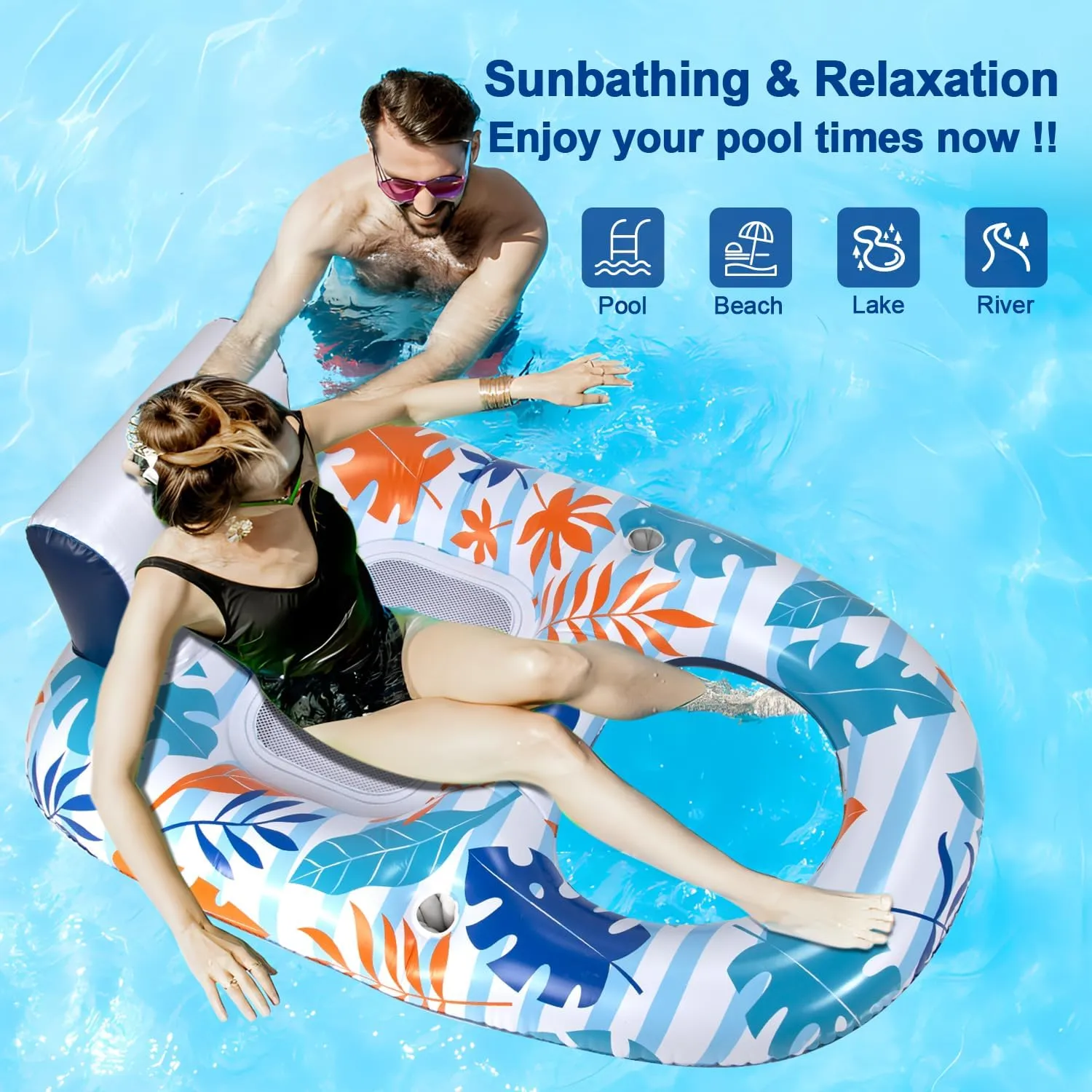 OOOPSIUN Inflatable Pool Floats Lounger Adult - Water Swimming Pool Float Lounge Raft for Pool Party Supplies/Beach/Lake/Tanning Floats