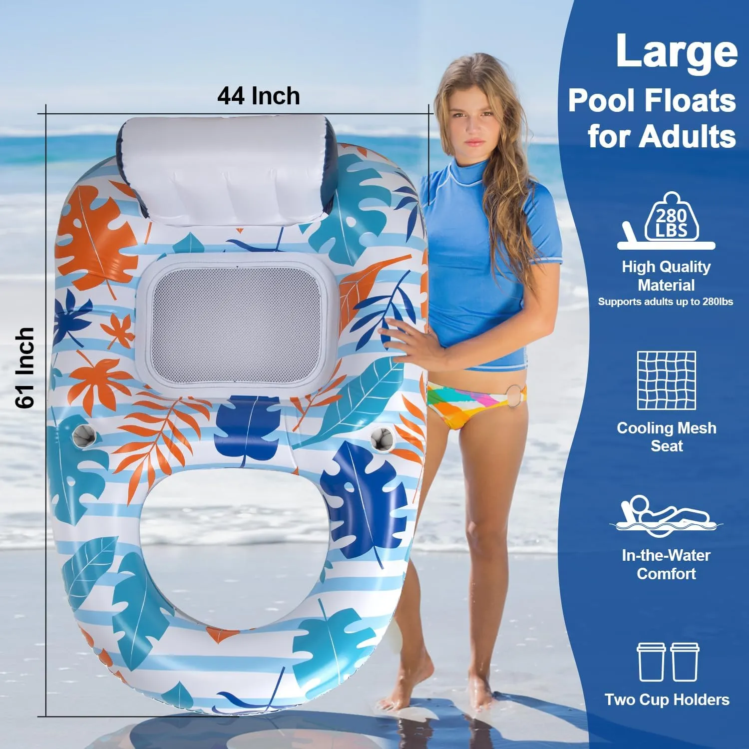 OOOPSIUN Inflatable Pool Floats Lounger Adult - Water Swimming Pool Float Lounge Raft for Pool Party Supplies/Beach/Lake/Tanning Floats