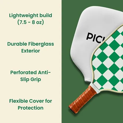 PICKLD Stylish Premium Pickleball Paddle Racket | Durable Fiberglass Surface | Honeycomb Core | Perfect Addition to a Pickleball Set | Indoor Outdoor Pickle Ball Paddle