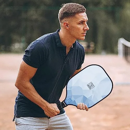 Pickleball Paddles Set of 2, 2023 USAPA Approved, Carbon Fiber Surface (CHS), Polypropylene Honeycomb Core, Anti-Slip Sweat-Absorbing Grip, 4 Pickleball, Portable Carry Bag (Blue)