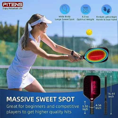 Pickleball Paddles Set of 2,Carbon Fiber and Graphite Face,Non-Slip Grip,USAPA Approved Pro Pickleball Set with 4 Pickleball Balls Outdoor Indoor,Pickleball Net Bag | Pickle Ball Racket for Women Men
