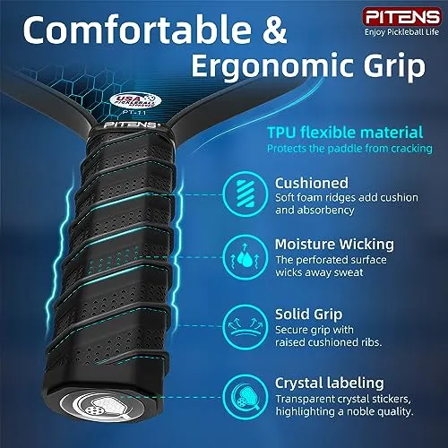 Pickleball Paddles Set of 2,Carbon Fiber and Graphite Face,Non-Slip Grip,USAPA Approved Pro Pickleball Set with 4 Pickleball Balls Outdoor Indoor,Pickleball Net Bag | Pickle Ball Racket for Women Men