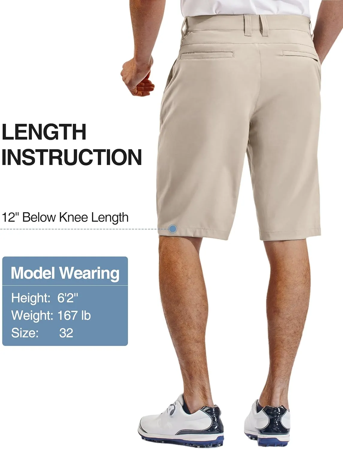 PULI Mens Golf Hiking Shorts Lightweight Casual Dress 12" Inseam Work Stretch Travel Hybrid Quick Drying with Pockets