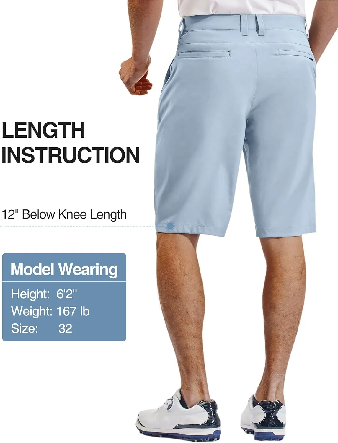 PULI Mens Golf Hiking Shorts Lightweight Casual Dress 12" Inseam Work Stretch Travel Hybrid Quick Drying with Pockets