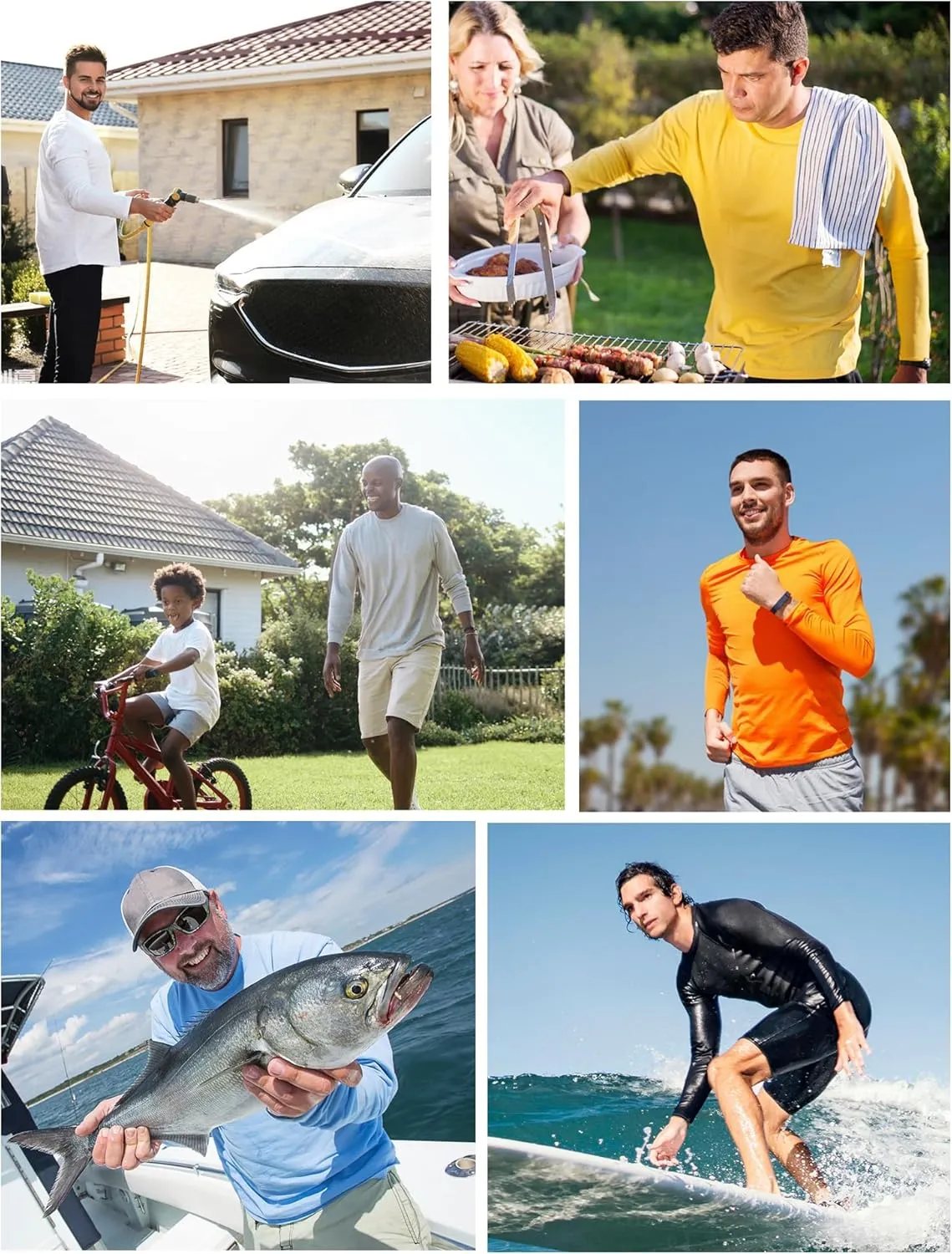 Rash Guard for Men Swim Shirt Quick Dry Fishing Shirts for Men UPF 50  Long Sleeve UV Sun Protection Beach Shirts