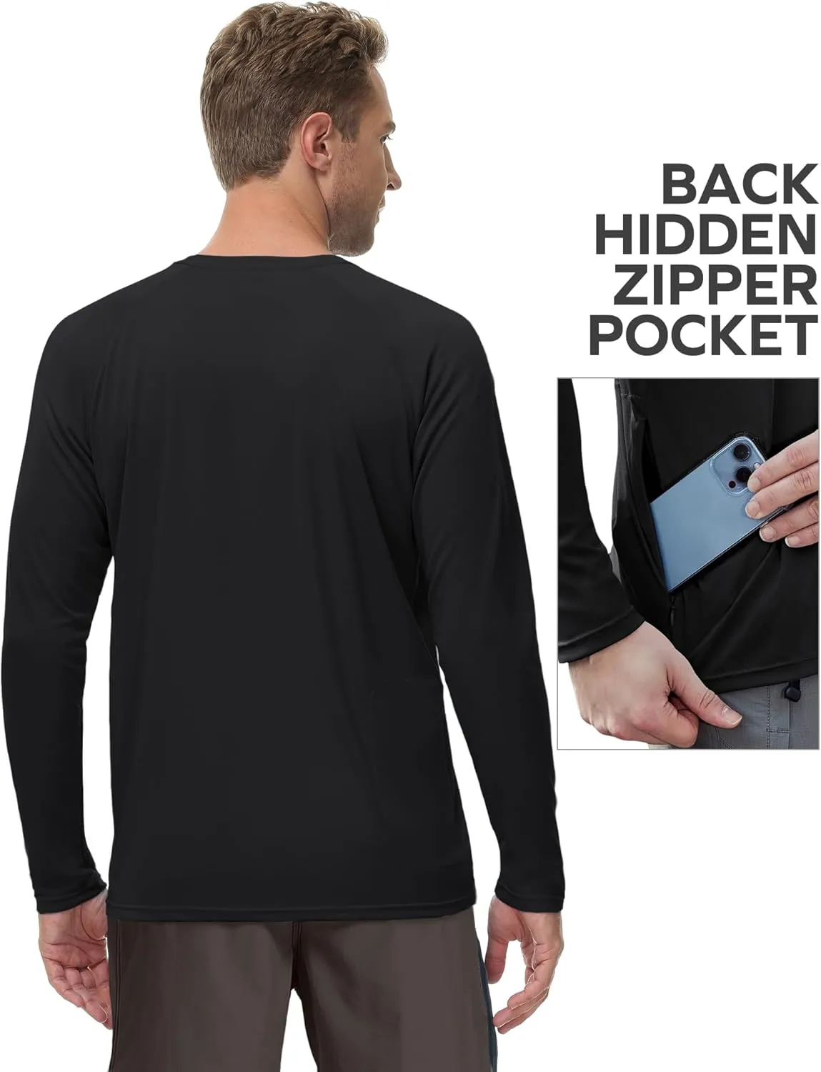Rash Guard for Men Swim Shirt Quick Dry Fishing Shirts for Men UPF 50  Long Sleeve UV Sun Protection Beach Shirts