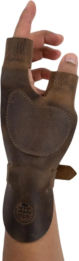 Reinforced Archery Shooting Glove, Hand Guard, Recurve Bow, Wrist and Finger Protector, Shooting Targeting, Cosplay, Full Grain Leather, Handmade Archer Accessories, Bourbon Brown