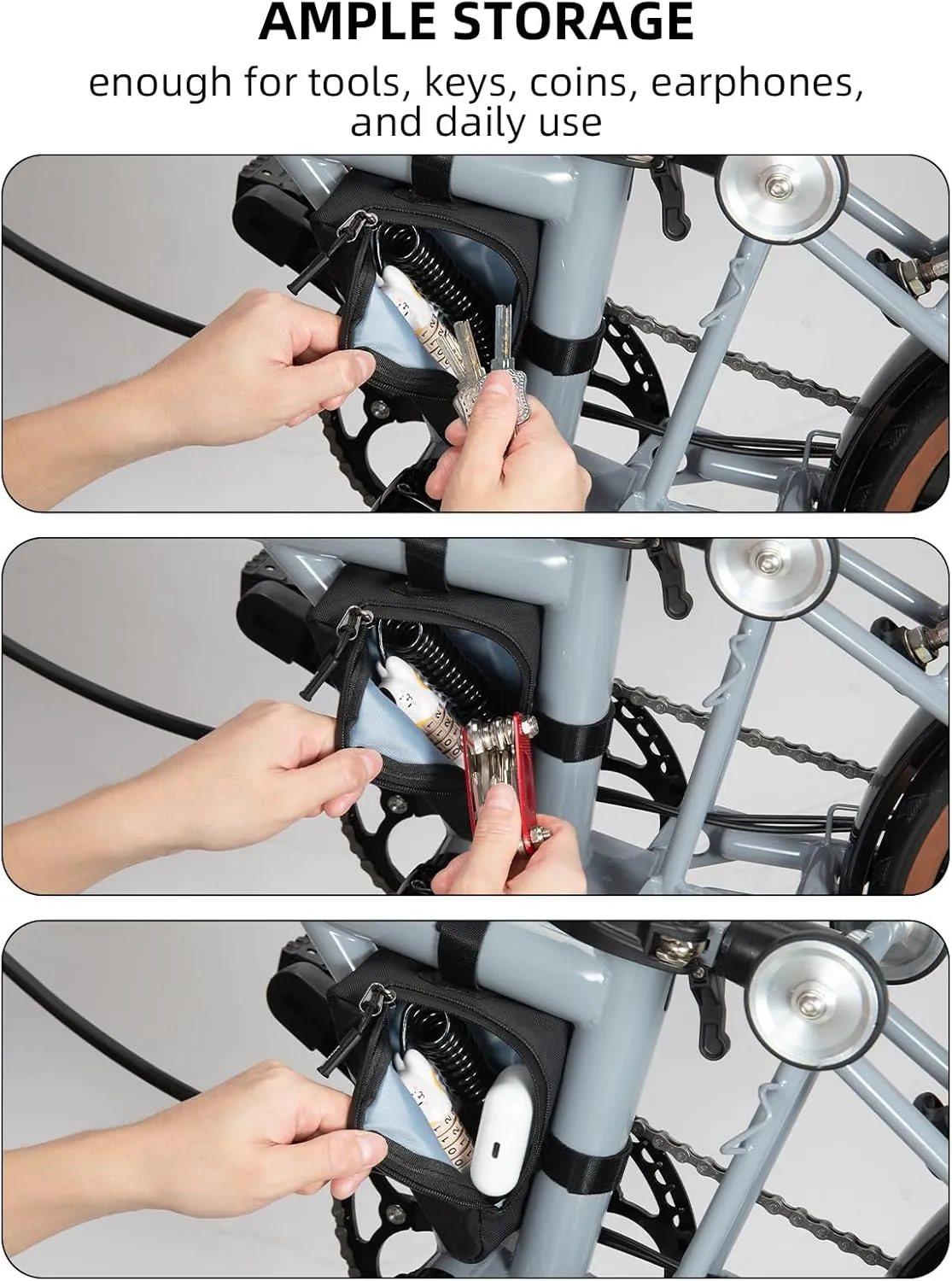 ROCKBROS Bike Frame Pouch Triangle Bike Pouch - Waterproof Small Bicycle Accessories for Boys Girls Men Women, Universally Compatible with Road Bikes, Brompton Bikes, Folding Bikes and Kids' Bikes