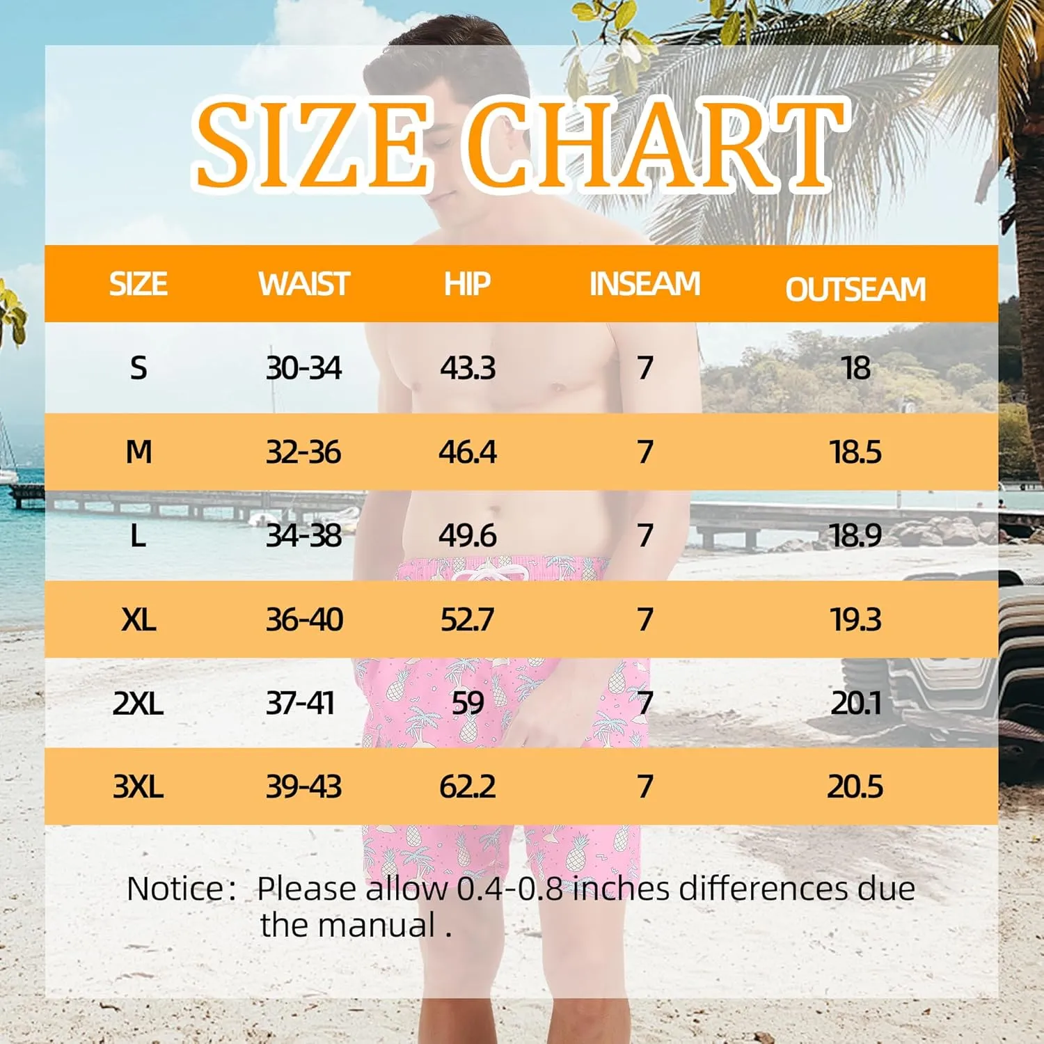 Scotamalone Mens Swim Trunks Swimming Shorts Swimwear Bathing Suits Quick Dry 7 Inch with Mesh Lining