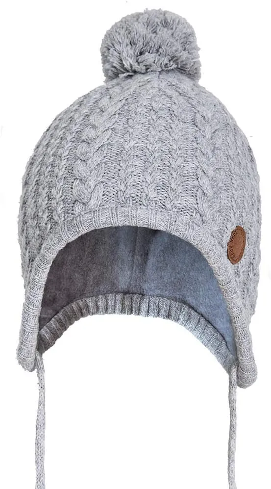 SOMALER Toddler Baby Boys Girls Winter Hat Kids Ear Flap Warm Fleece Lined Knit Beanie Fur Pom Hat
