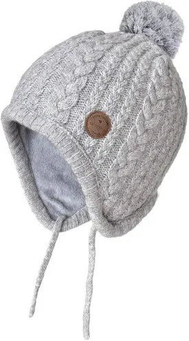 SOMALER Toddler Baby Boys Girls Winter Hat Kids Ear Flap Warm Fleece Lined Knit Beanie Fur Pom Hat