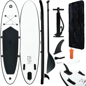 Stable and Comfortable Inflatable Stand Up Paddle Board Set for Recreation, Puncture-Proof and Easy to Inflate, Black and White