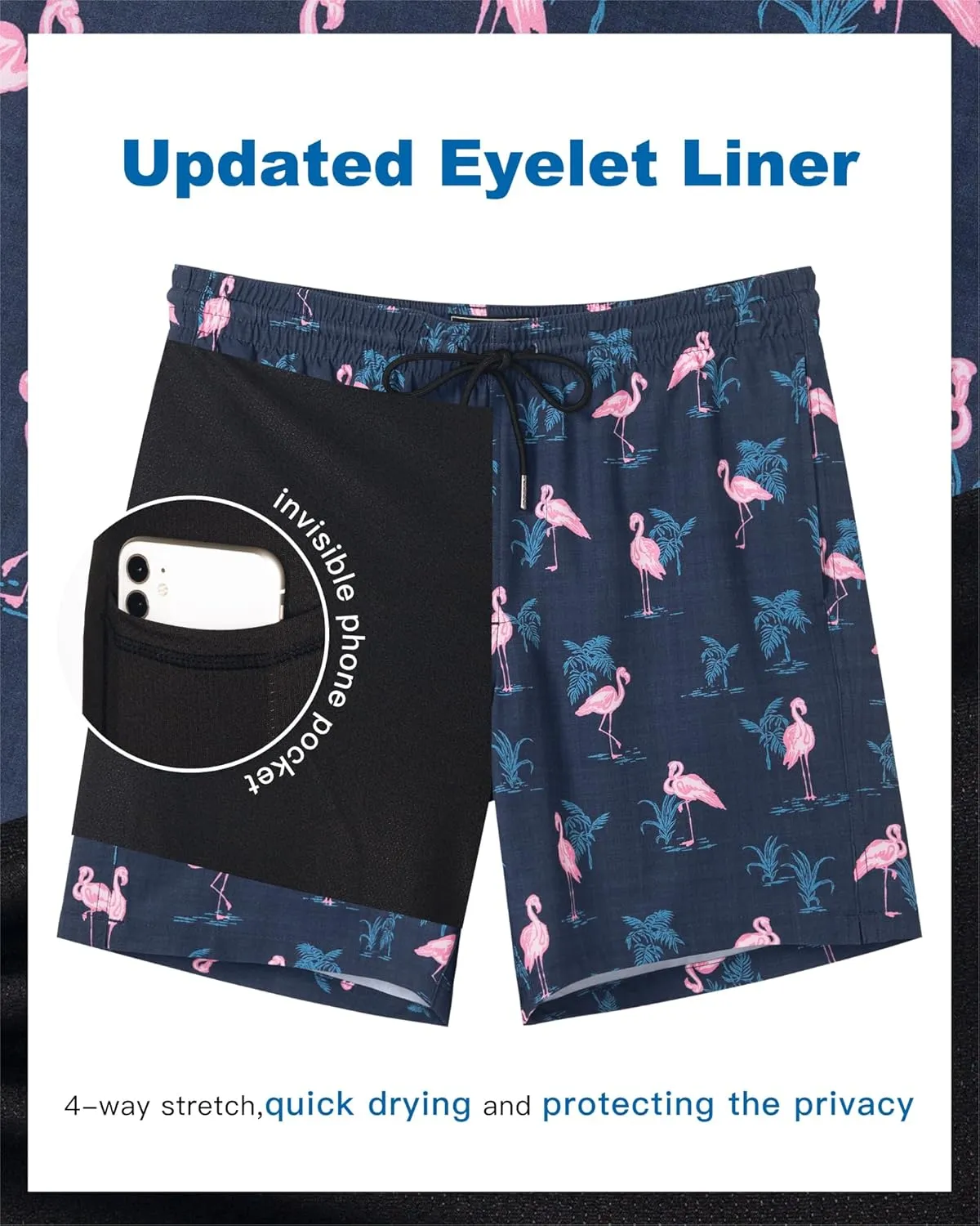 SURF CUZ Mens Swim Trunks with Compression Liner Quick Dry Swim Shorts 7" Swimming Trunks Stretch Bathing Suit 7 Inch
