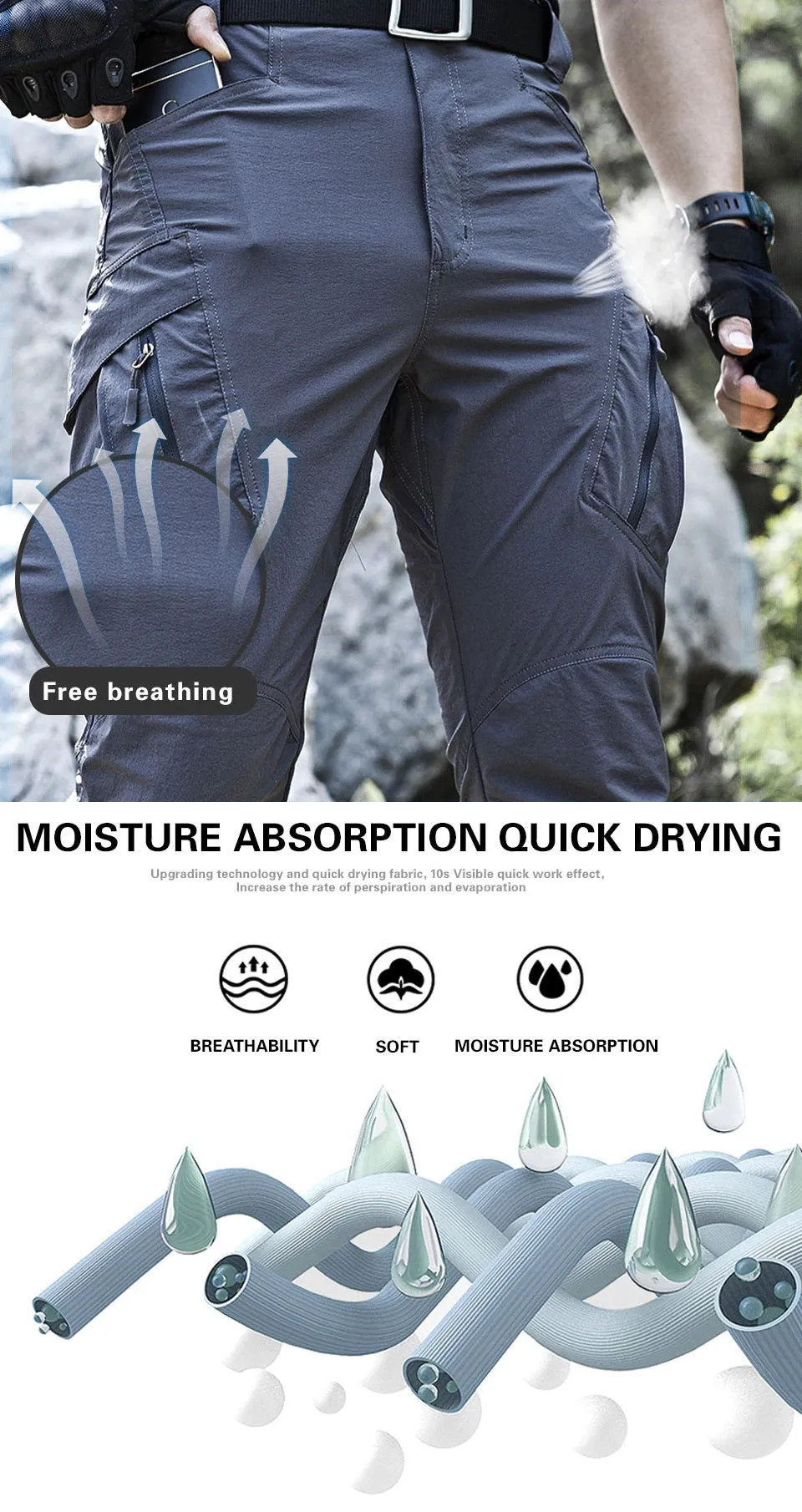 Tactical Mens IX9 Cargo Pants Combat SWAT Stretch Trousers Waterproof