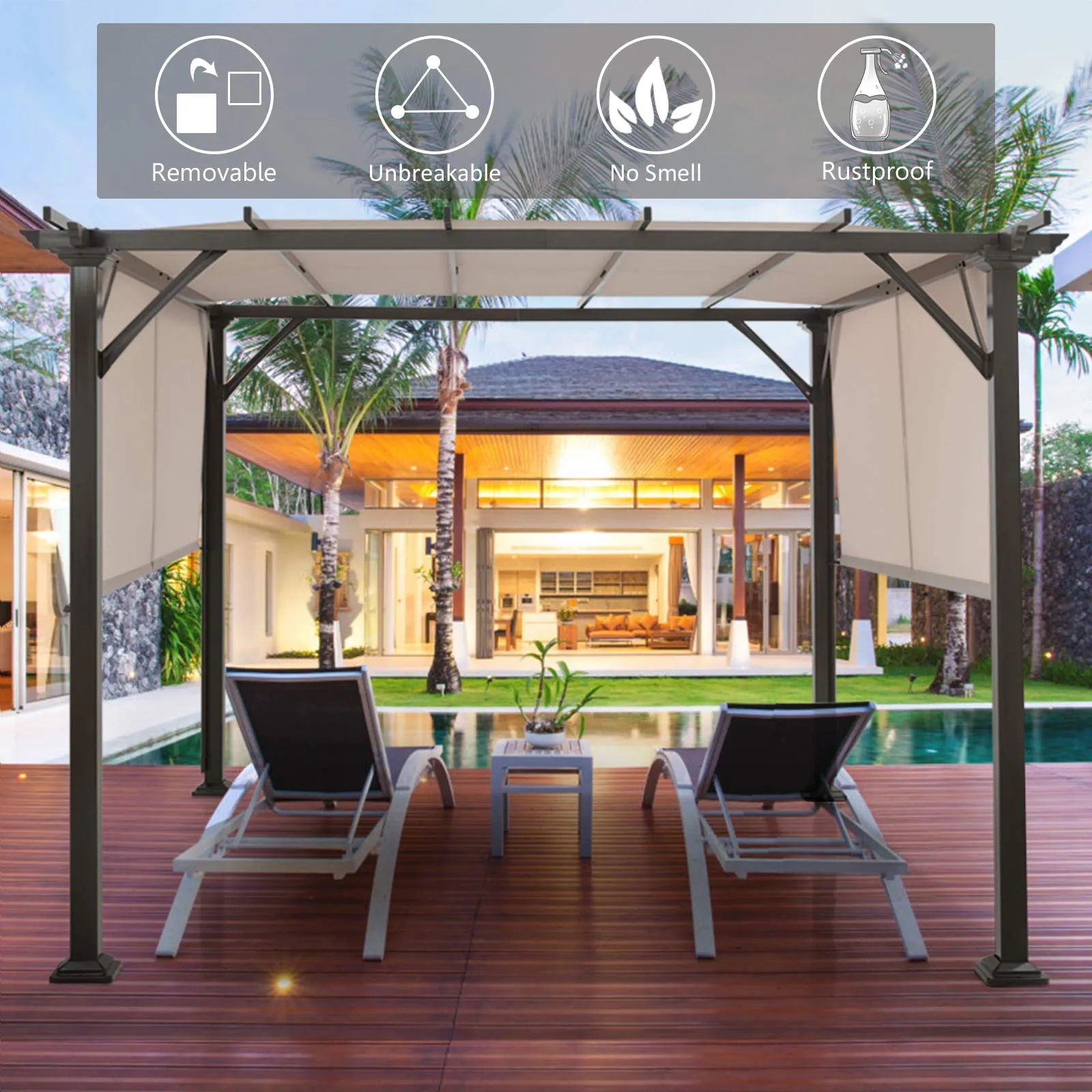 Tangkula 2PCS 16x4 Ft Universal Replacement Canopy for Pergola Structure