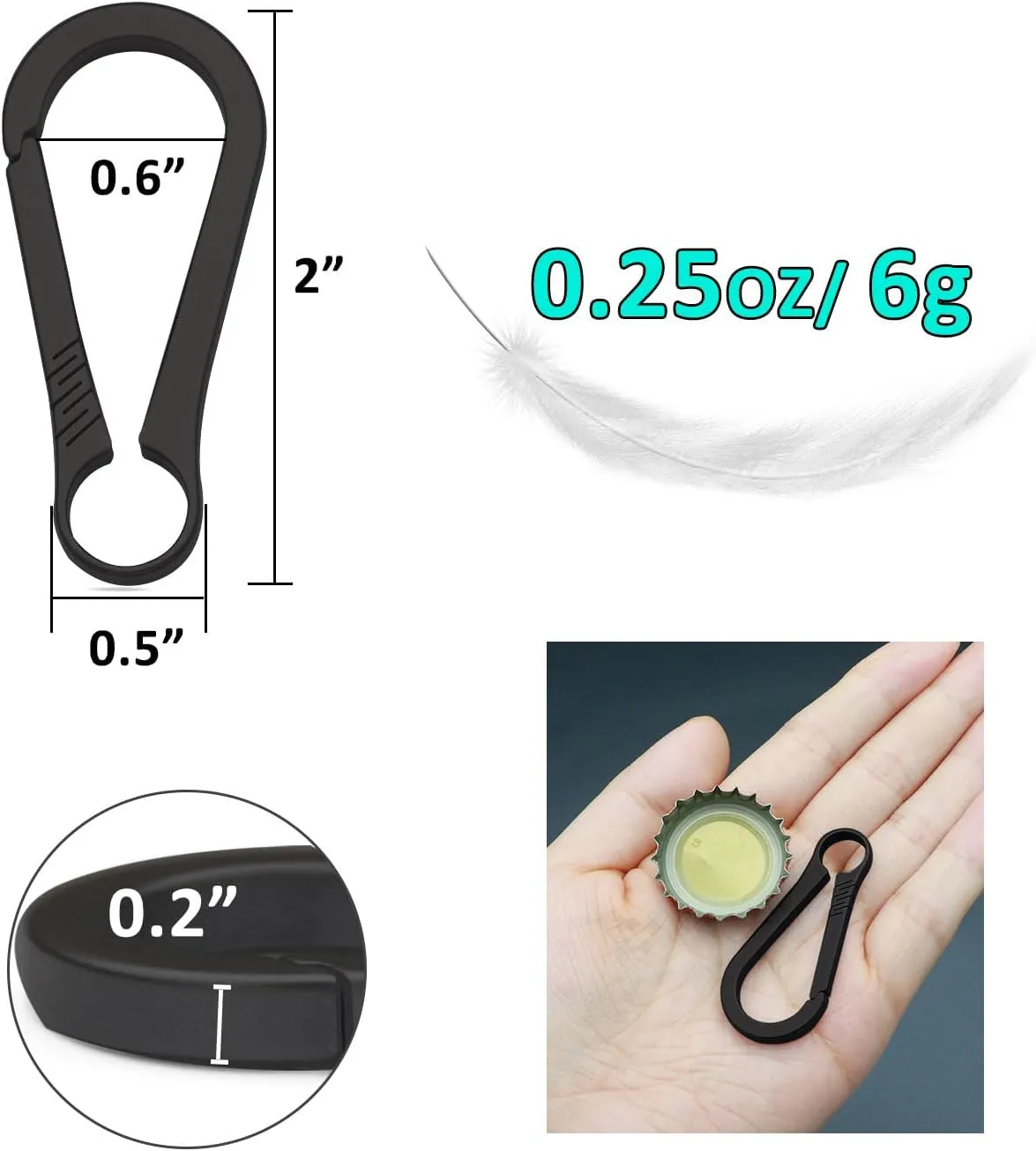 Titanium Carabiner Keychain Clip, Minimalist Keychain Key Clip EDC Quick Release Hooks