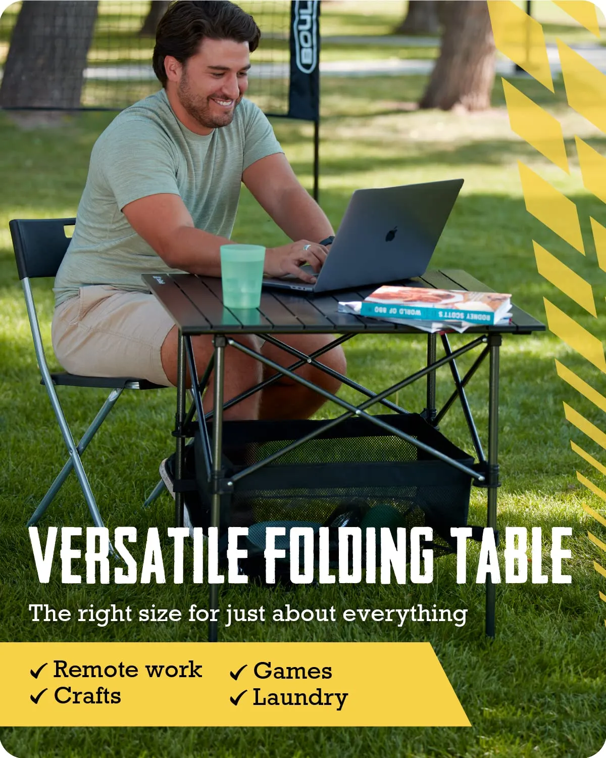 TrailBuddy Folding Camping Table - Small, Aluminum, Foldable Tables with Carry Bag Included - Lightweight and Portable for Beach, Picnic, Tailgate & Outdoor Use, 28in x 28in x 28in
