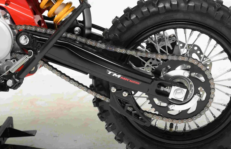Trailmaster JHL MK125 Dirt Bike, 123.6cc, 4 speed manual trans,  Air Cooled, Electric Start, Dual Disk Brakes,29.5 inch seat, 14 inch front tire, Inverted Front Forks, Rear Nitrogen Mono Shock.