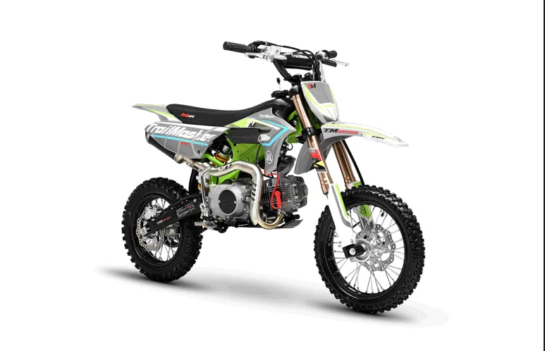 Trailmaster JHL MK125 Dirt Bike, 123.6cc, 4 speed manual trans,  Air Cooled, Electric Start, Dual Disk Brakes,29.5 inch seat, 14 inch front tire, Inverted Front Forks, Rear Nitrogen Mono Shock.