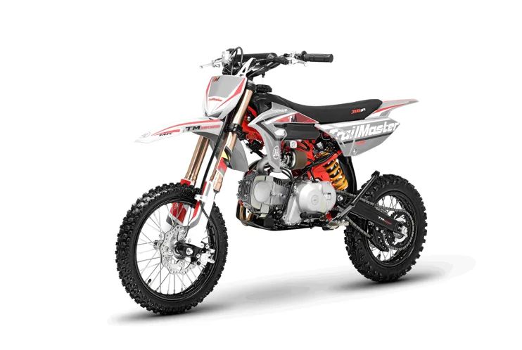 Trailmaster JHL MK125 Dirt Bike, 123.6cc, 4 speed manual trans,  Air Cooled, Electric Start, Dual Disk Brakes,29.5 inch seat, 14 inch front tire, Inverted Front Forks, Rear Nitrogen Mono Shock.
