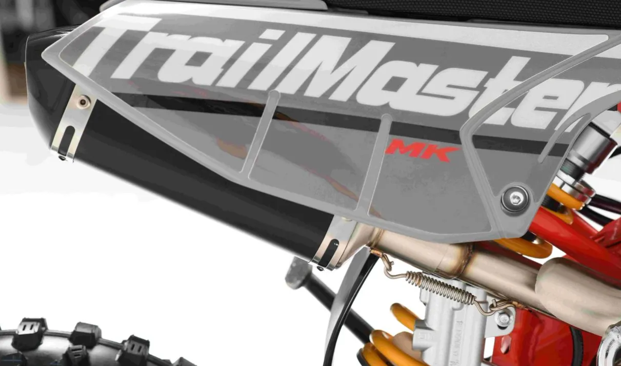 Trailmaster JHL MK125S PRO Dirt Bike, Dirt Bike, 4 speed semi automatic  trans,  Air Cooled, Electric Start, Dual Disk Brakes,29.5 inch seat, 14 inch front tire, Inverted Front Forks, Rear Nitrogen Mono Shock