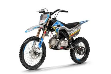 Trailmaster SX125 Dirt Bike, 4 speed manual trans, Air Cooled, Stainless Exhaust, Electric Start, 19 inch front tire, 32.70 inch seat height, Water Proof Wiring Harness