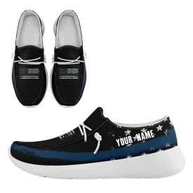 Unique Gift,Personalized  America Flag Sneakers, Custom Patriotic Loafer Shoes,  Canvas Slip On Shoes,FN018-24020303-2w