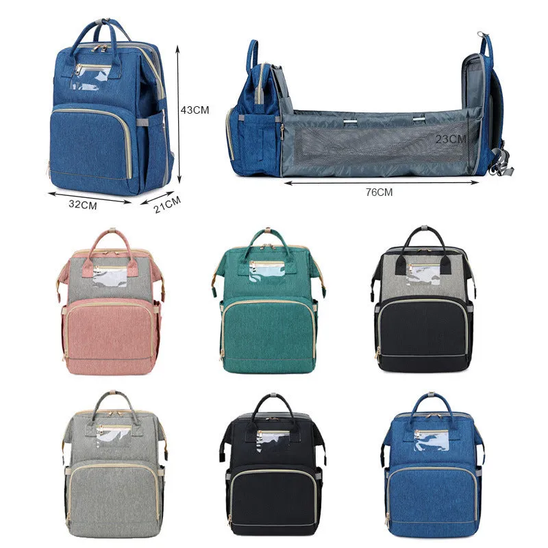 USB Diaper Bags Backpack Baby Bed Crib Bag Large Capacity Insulation Nursing Stroller Bag With Changing Mat