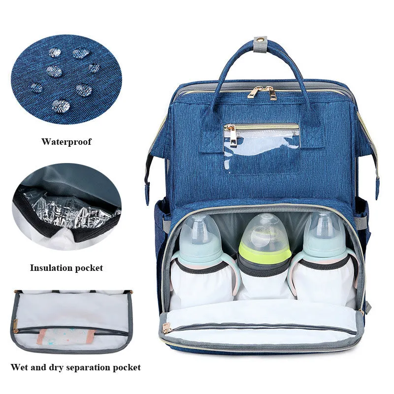 USB Diaper Bags Backpack Baby Bed Crib Bag Large Capacity Insulation Nursing Stroller Bag With Changing Mat