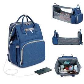 USB Diaper Bags Backpack Baby Bed Crib Bag Large Capacity Insulation Nursing Stroller Bag With Changing Mat