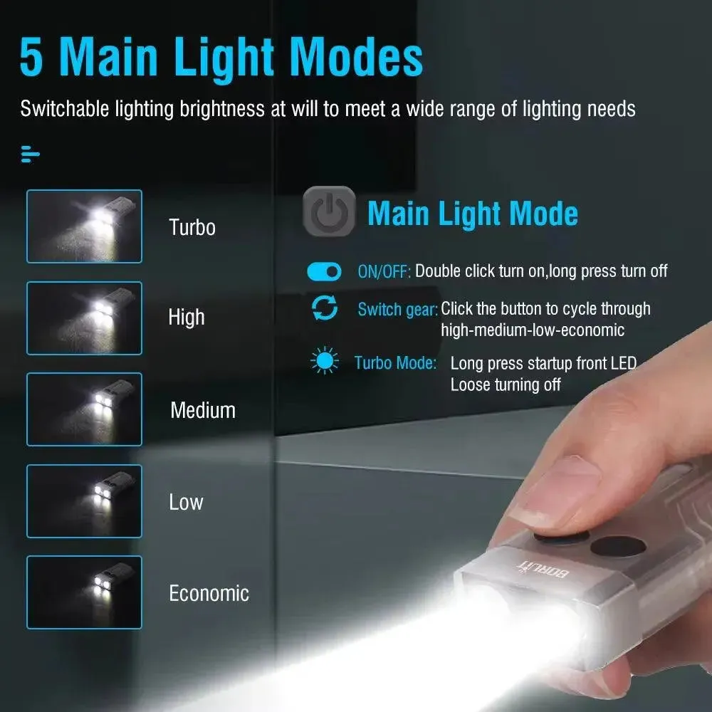 V10 EDC Keychain Light 1000 LM Powerful LED Flashlight Type-C Rechargeable Uv Lamp Tiki Fishing Torch Camping Lantern