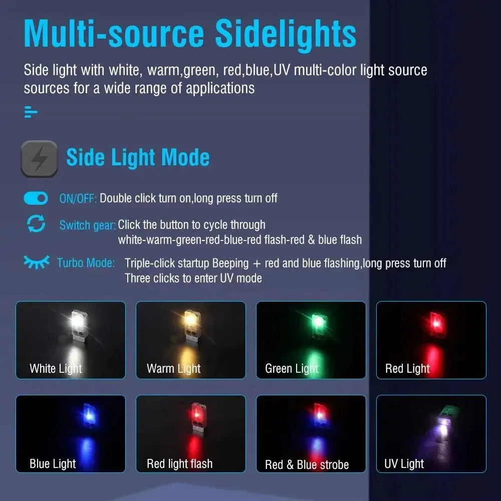 V10 EDC Keychain Light 1000 LM Powerful LED Flashlight Type-C Rechargeable Uv Lamp Tiki Fishing Torch Camping Lantern
