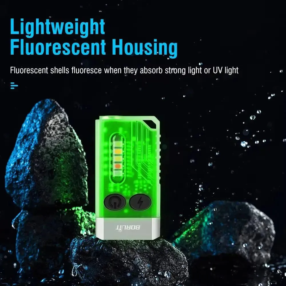 V10 EDC Keychain Light 1000 LM Powerful LED Flashlight Type-C Rechargeable Uv Lamp Tiki Fishing Torch Camping Lantern