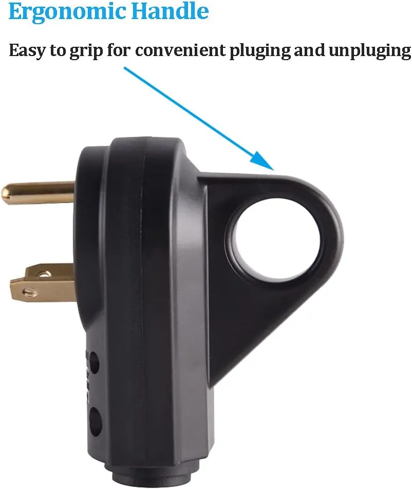 Veepeak 30 Amp RV Plug Male Replacement TT-30P Heavy Duty 125V 30A Rated 3 Prong Electrical Power Connector Extension Cord End with Easy to Grip Handle