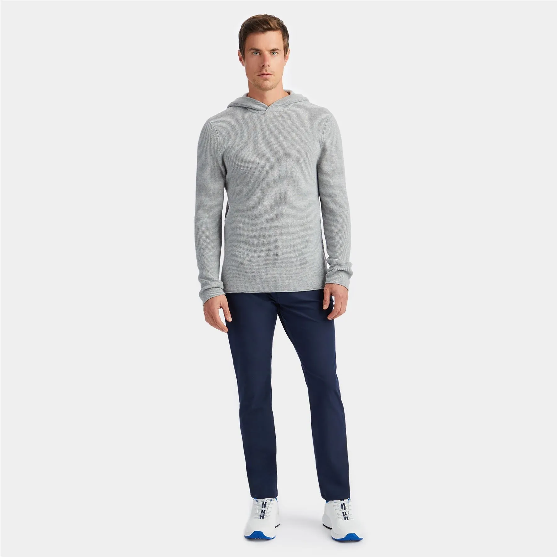 Waffle Stitch Merino Wool Hoodie Light Grey - AW24