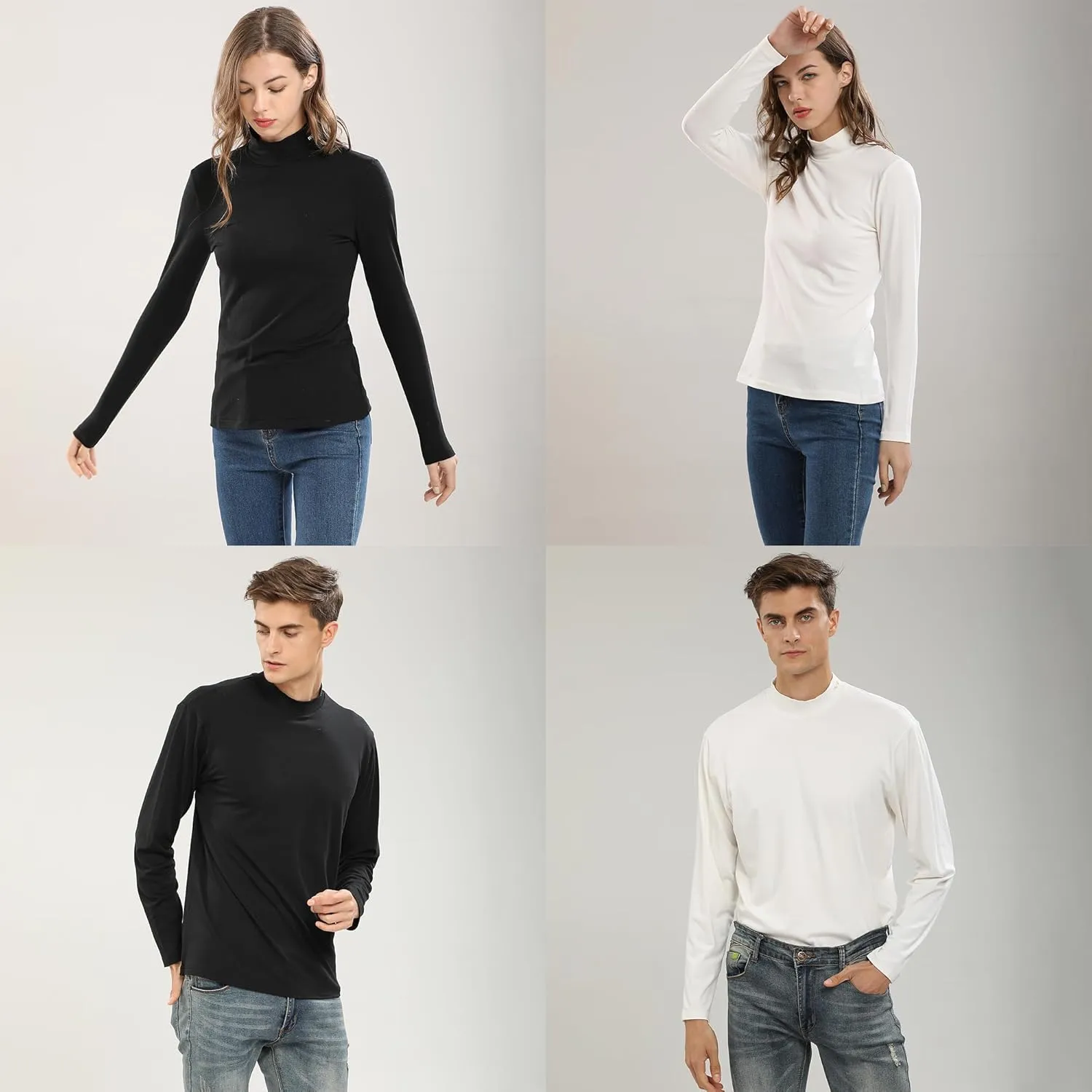 Warmth Base-Layer Thermal Shirt Long Sleeve Mock-Neck Heating Underwear or Outerwear for Women