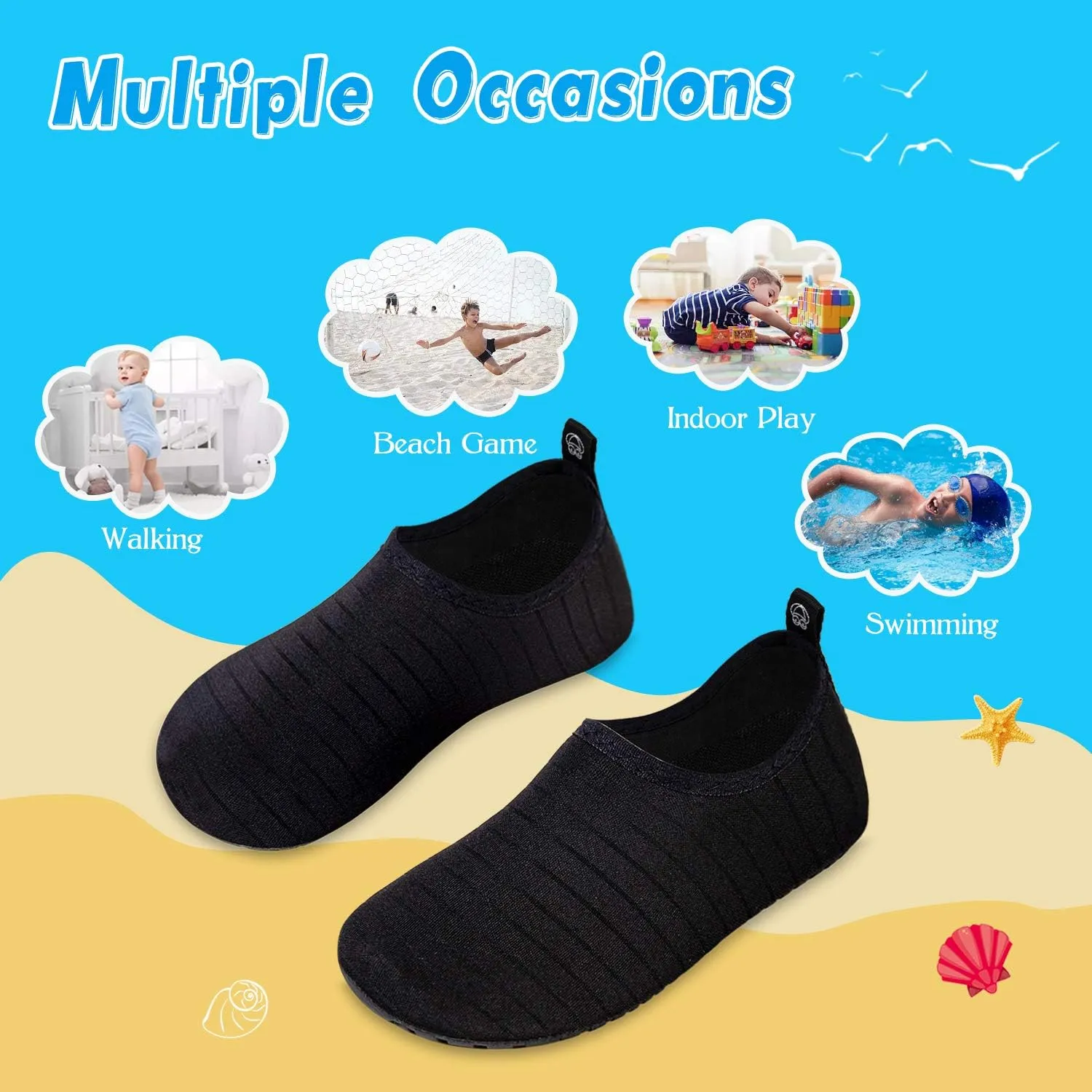 WateLves Kids Water Shoes Toddler Girls Boys Barefoot Non-Slip Quick Dry Aqua Socks for Beach Swim Walking