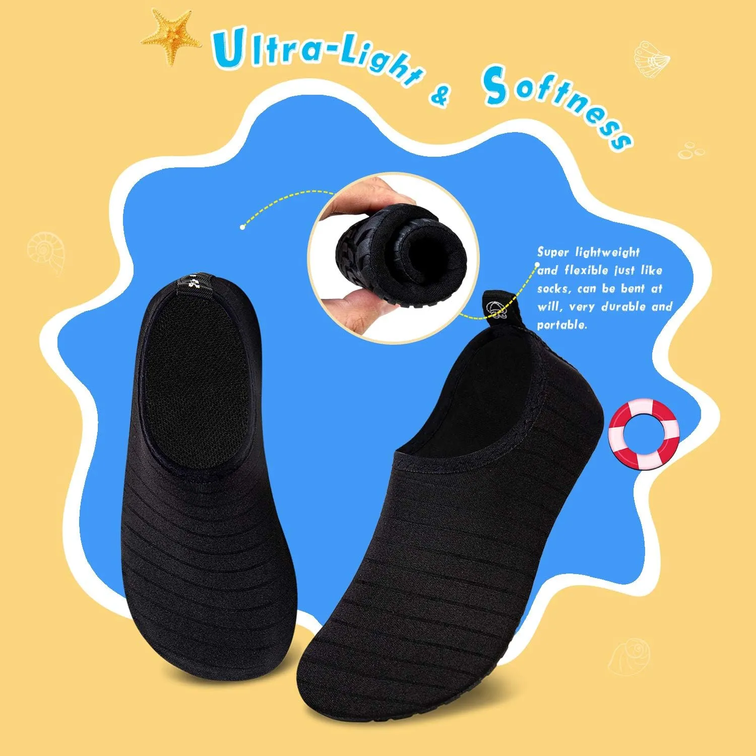 WateLves Kids Water Shoes Toddler Girls Boys Barefoot Non-Slip Quick Dry Aqua Socks for Beach Swim Walking