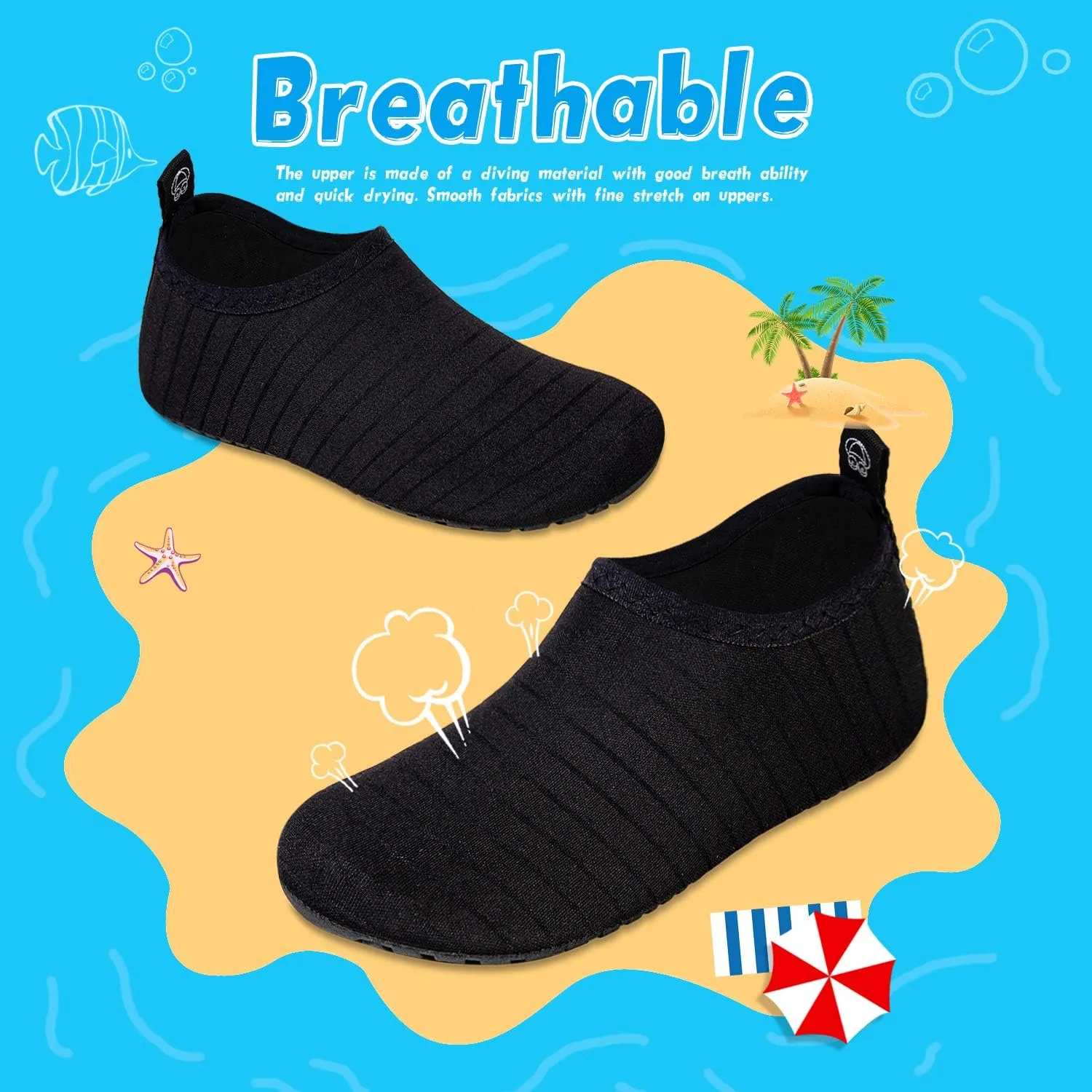 WateLves Kids Water Shoes Toddler Girls Boys Barefoot Non-Slip Quick Dry Aqua Socks for Beach Swim Walking