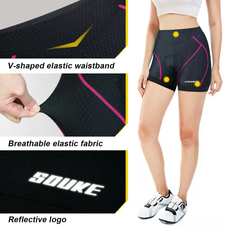 Women's 4D Padded Quick Dry Bicycle Underwear-PS6013-Pink