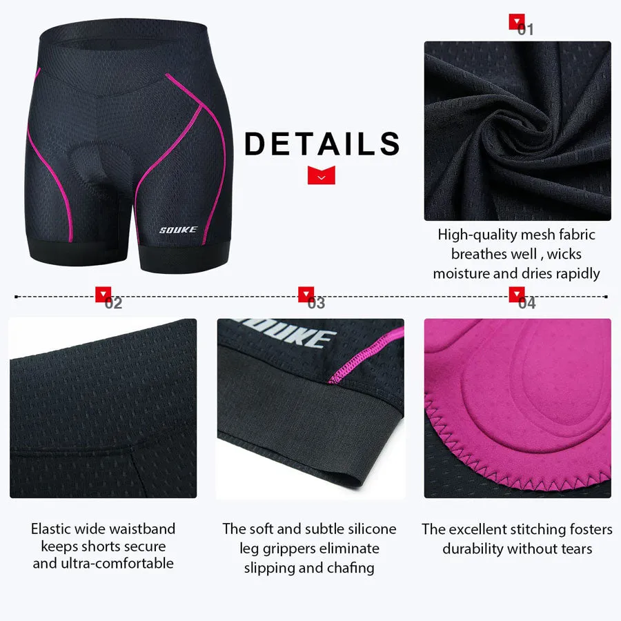 Women's 4D Padded Quick Dry Bicycle Underwear-PS6013-Pink